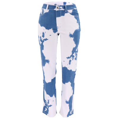 Jeans droits imprimé tie dye pour femmes