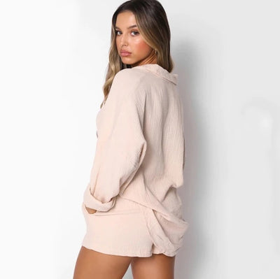  Ensemble deux pièces - Cardigan à boutonnage unique Top ample Short taille haute