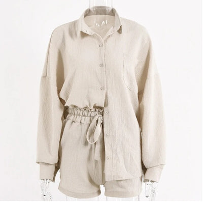 Ensemble deux pièces - Cardigan à boutonnage unique Top ample Short taille haute