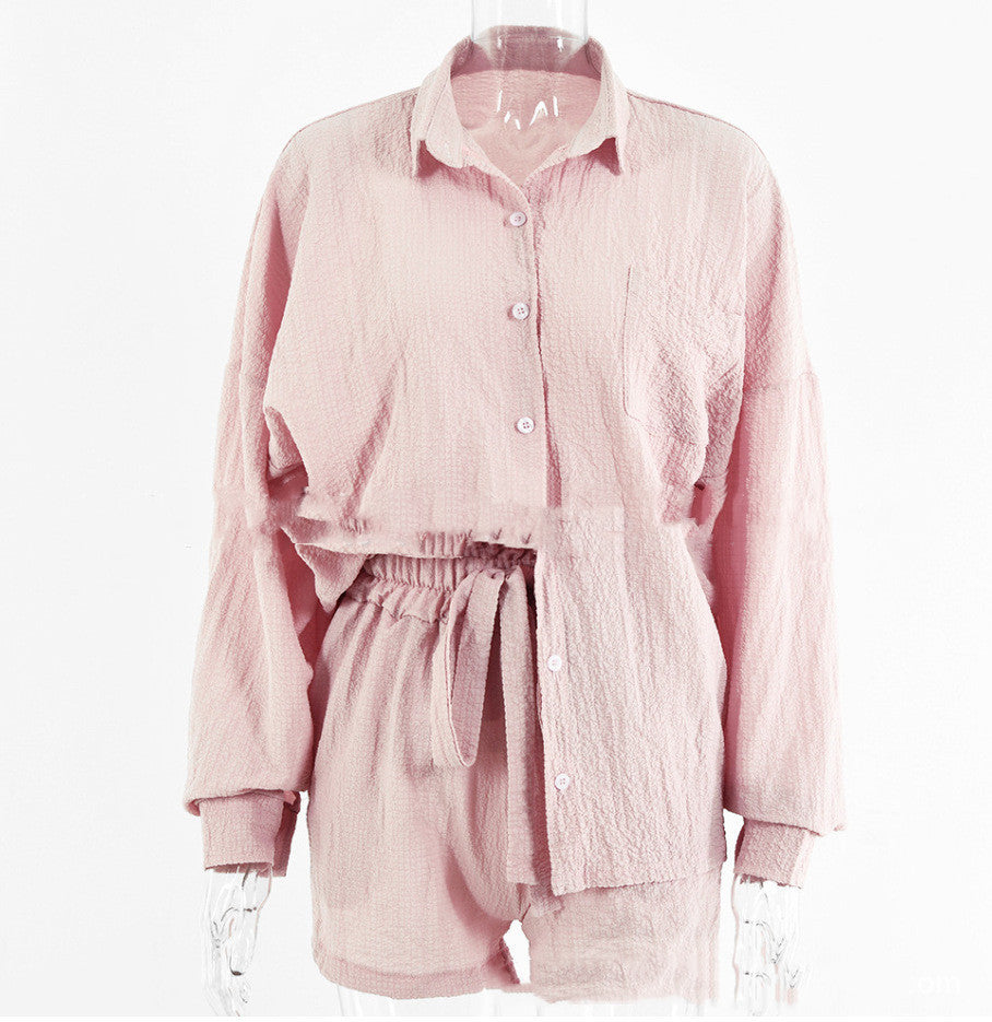  Ensemble deux pièces - Cardigan à boutonnage unique Top ample Short taille haute
