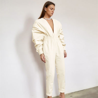  Combinaisons taille haute à col en V pour femmes élastique