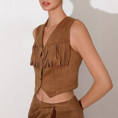 Ensemble de veste gilet sans manches pour femmes à col en V à col en V pour femmes