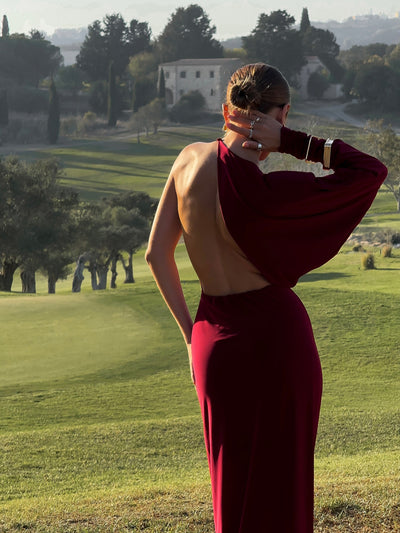 Backless One-sleeve Maxi Dress