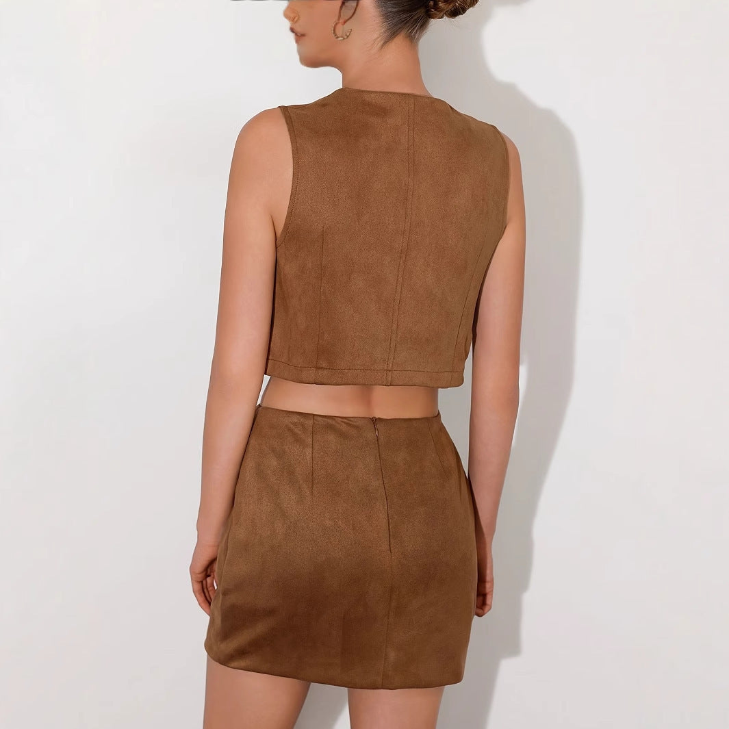 Ensemble de veste gilet sans manches pour femmes à col en V à col en V pour femmes
