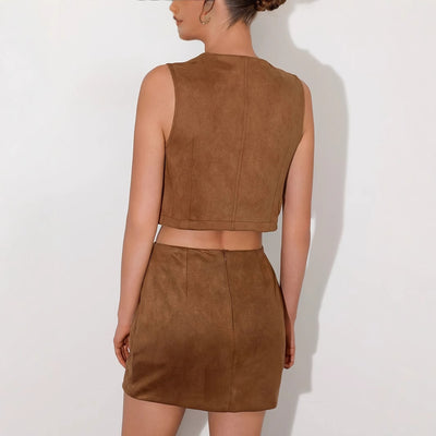Ensemble de veste gilet sans manches pour femmes à col en V à col en V pour femmes