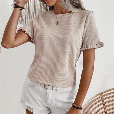 Round Neck Knitted Summer Short Sleeve