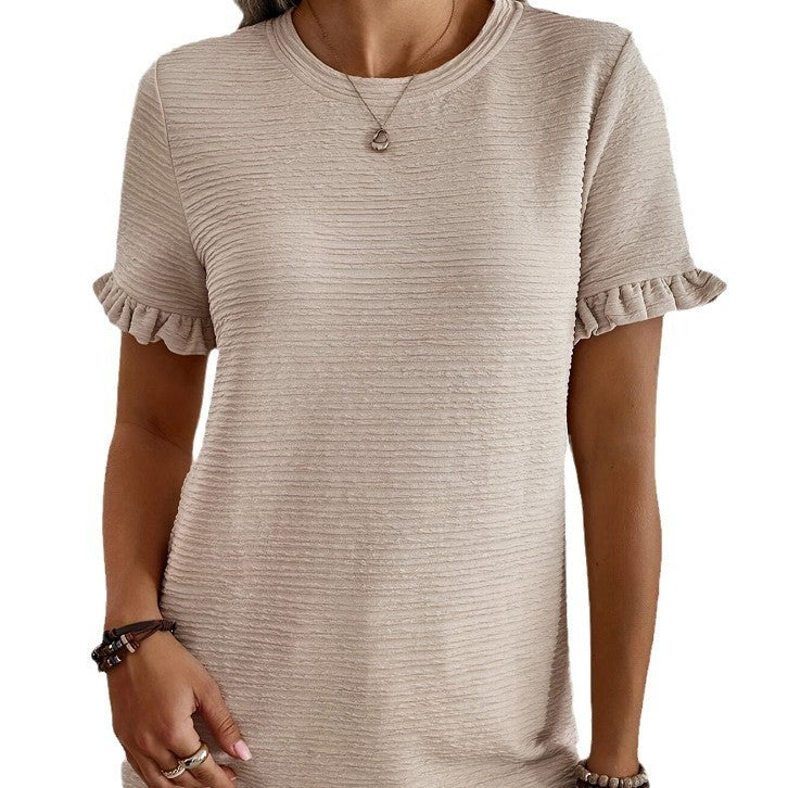 Round Neck Knitted Summer Short Sleeve