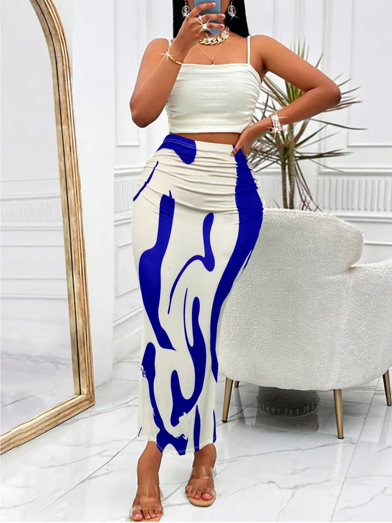 Popular Women's Dress With Zebra Pattern Tight Fitting High Waisted Fish Tail Fashion Skirt