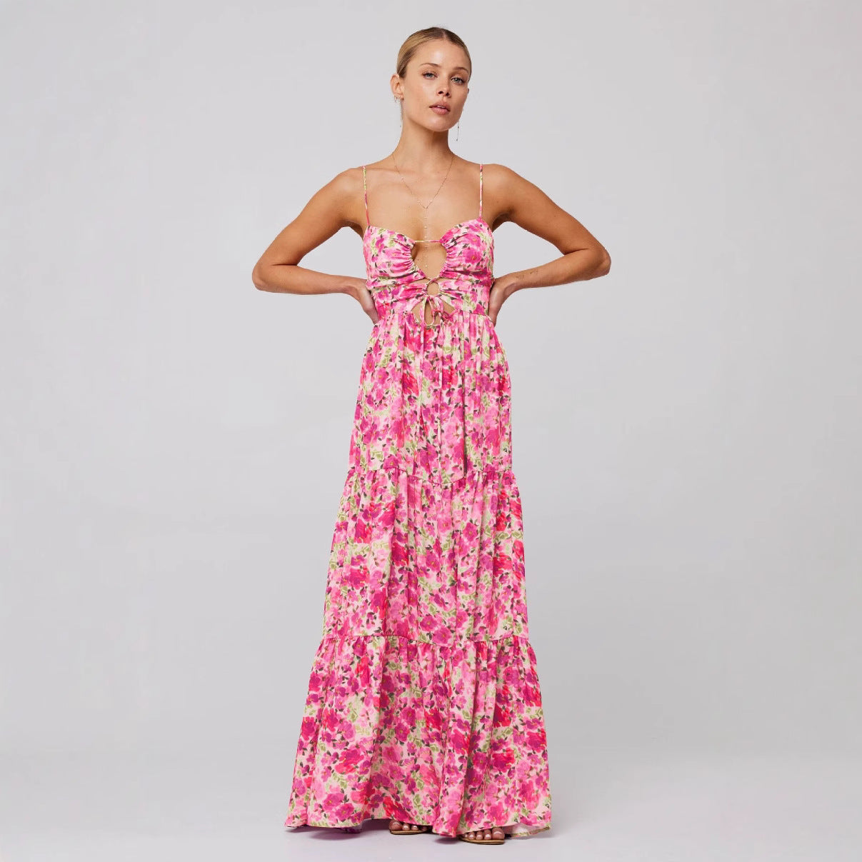 robe multicolore à coutures  imprimées