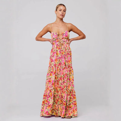 robe multicolore à coutures  imprimées