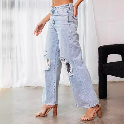 Jeans déchirés amincissants pour femmes