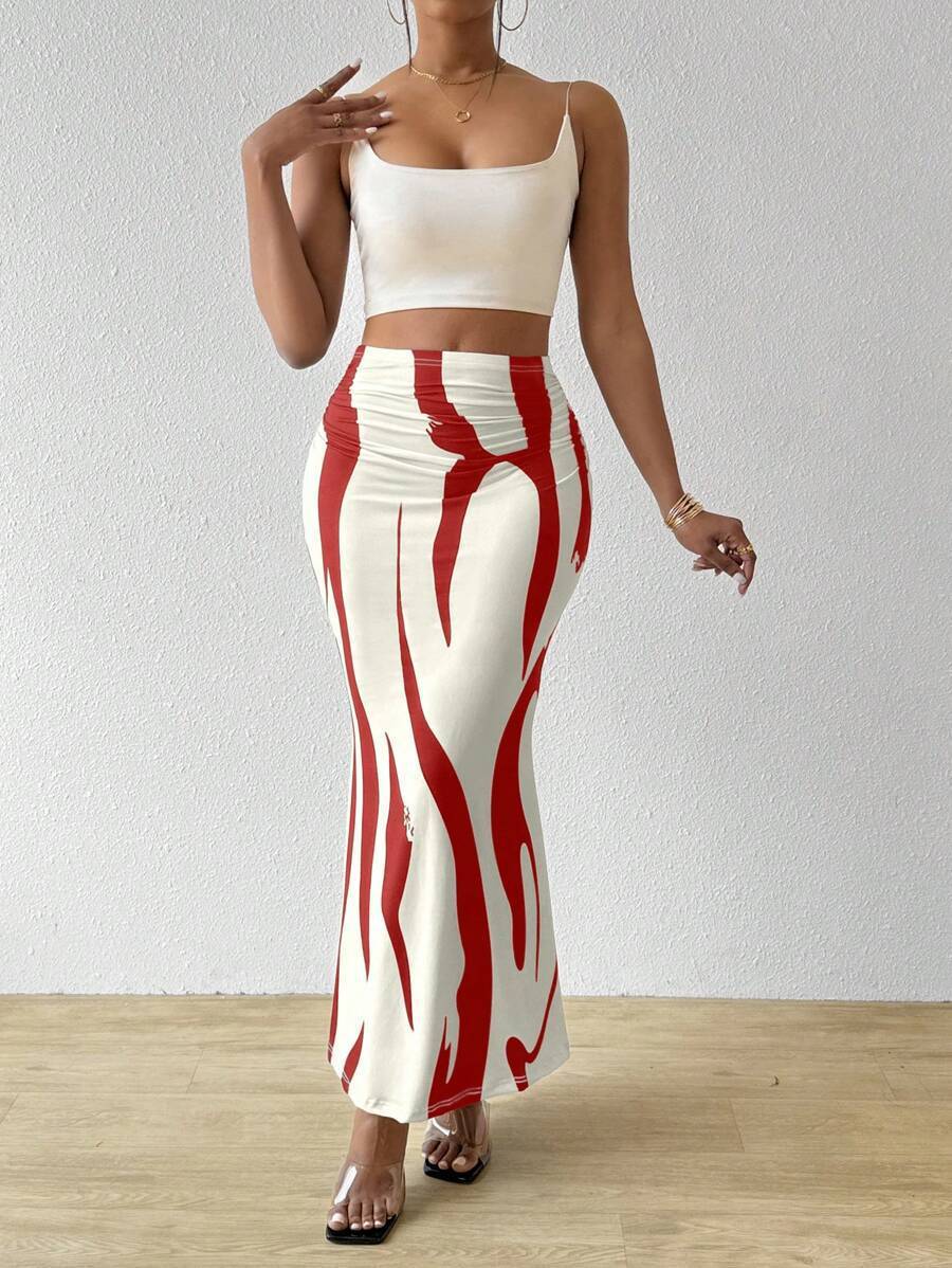Popular Women's Dress With Zebra Pattern Tight Fitting High Waisted Fish Tail Fashion Skirt